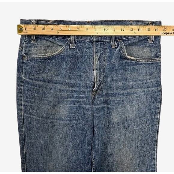 Vintage 70’s Levi’s 684 Orange Tab Bell Bottom Flare Faded Denim Jeans Sz 33X32 - Picture 12 of 12